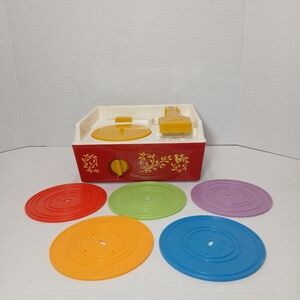 Vtg Style Fisher Price Music Box Record Player 2014  5 Records COMPLETE Works